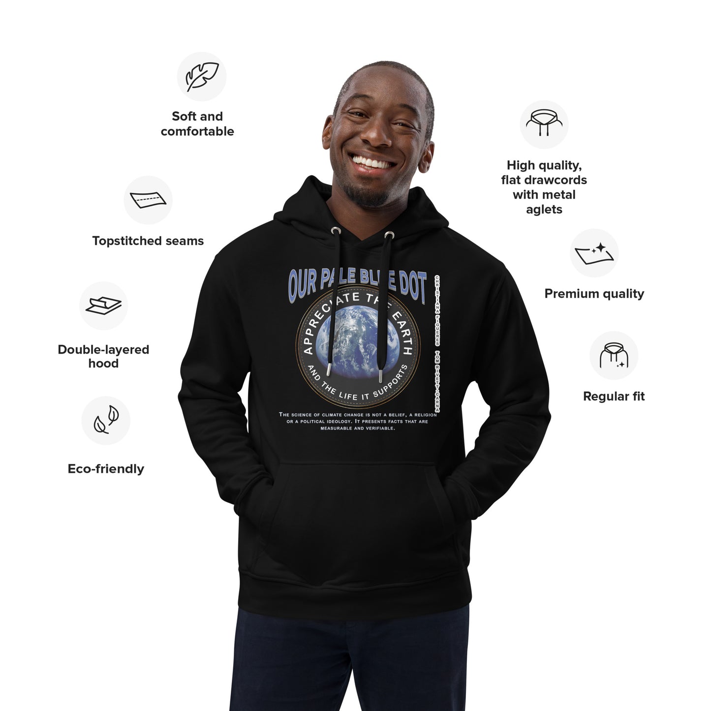 Premium eco hoodie - Appreciate The Earth, Christiana Figueres