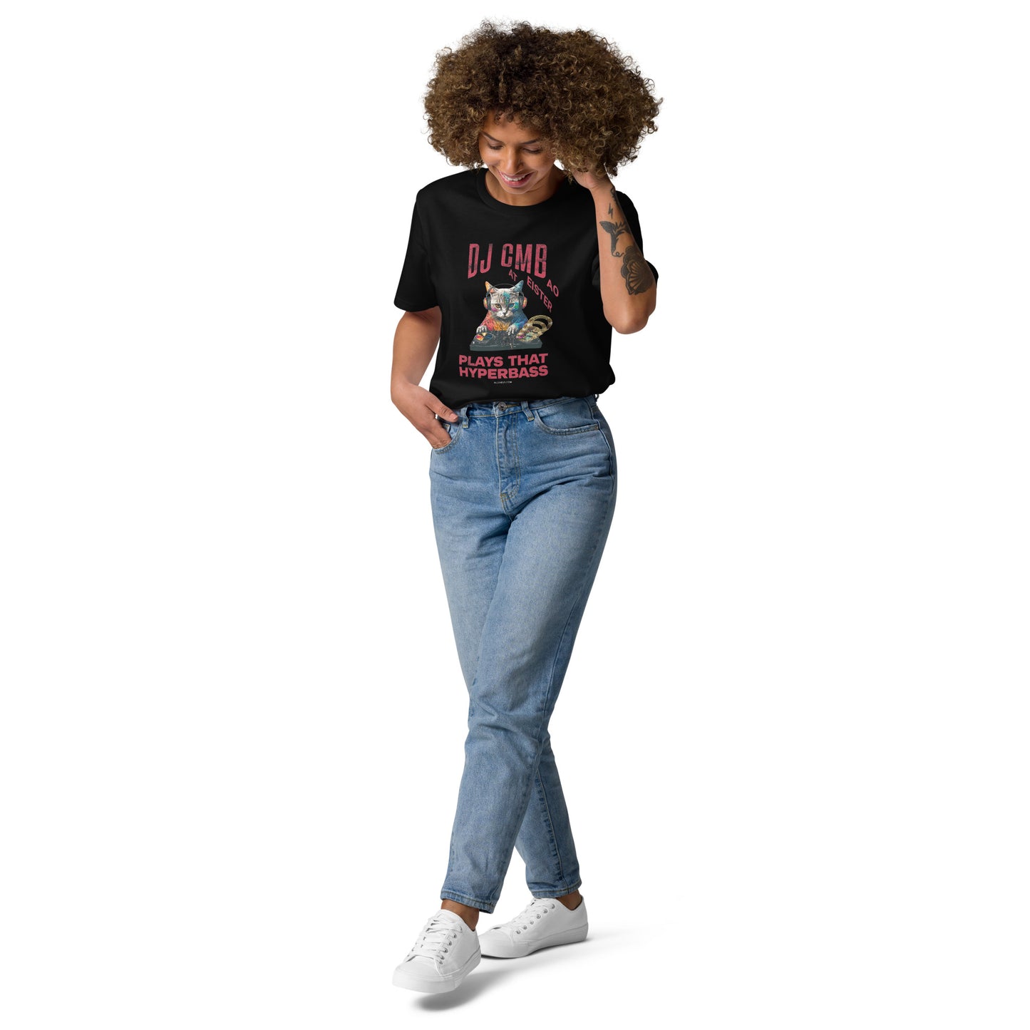 Unisex organic cotton t-shirt - DJ Cat Miester BAO Plays That Hyperbass