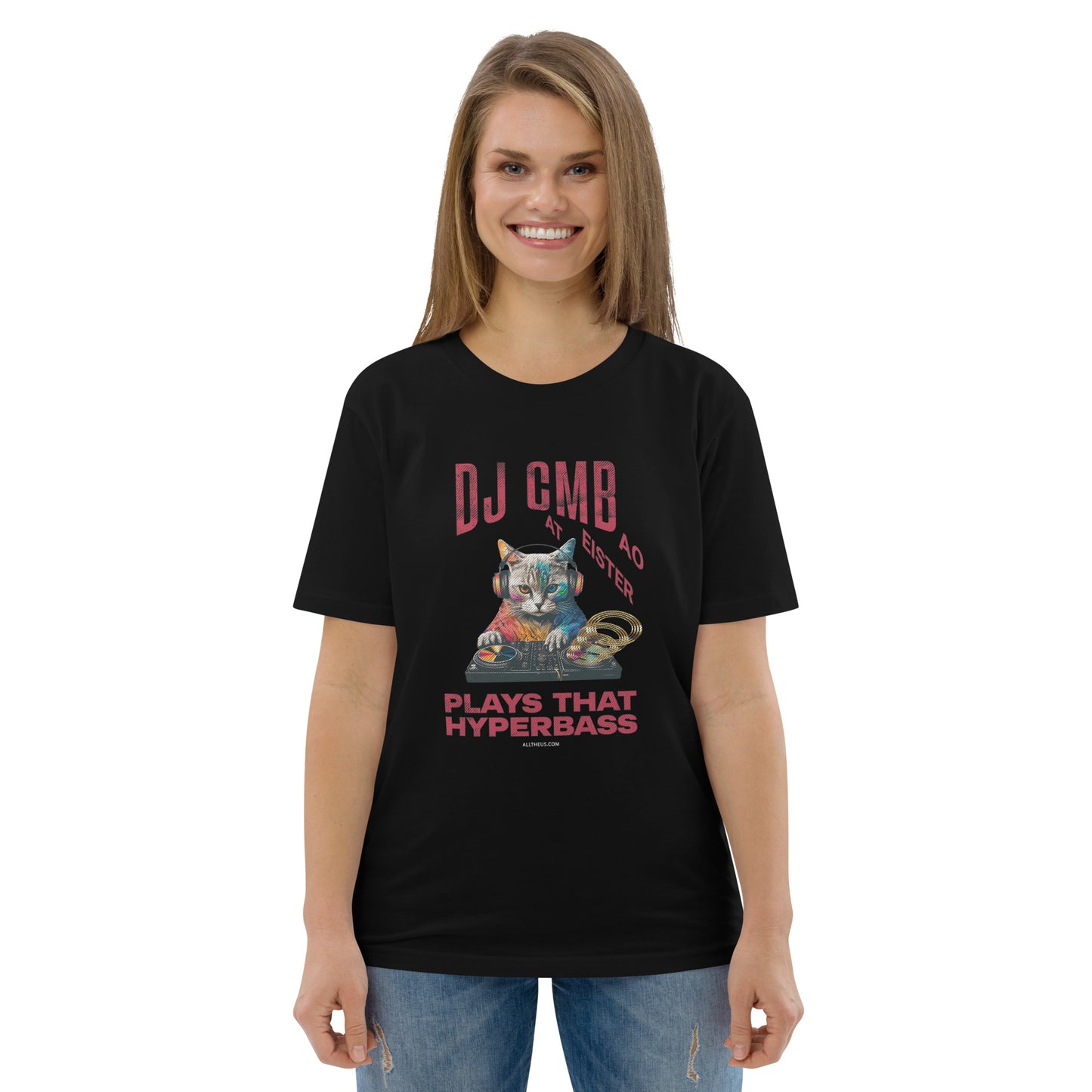 Unisex organic cotton t-shirt - DJ Cat Miester BAO Plays That Hyperbass