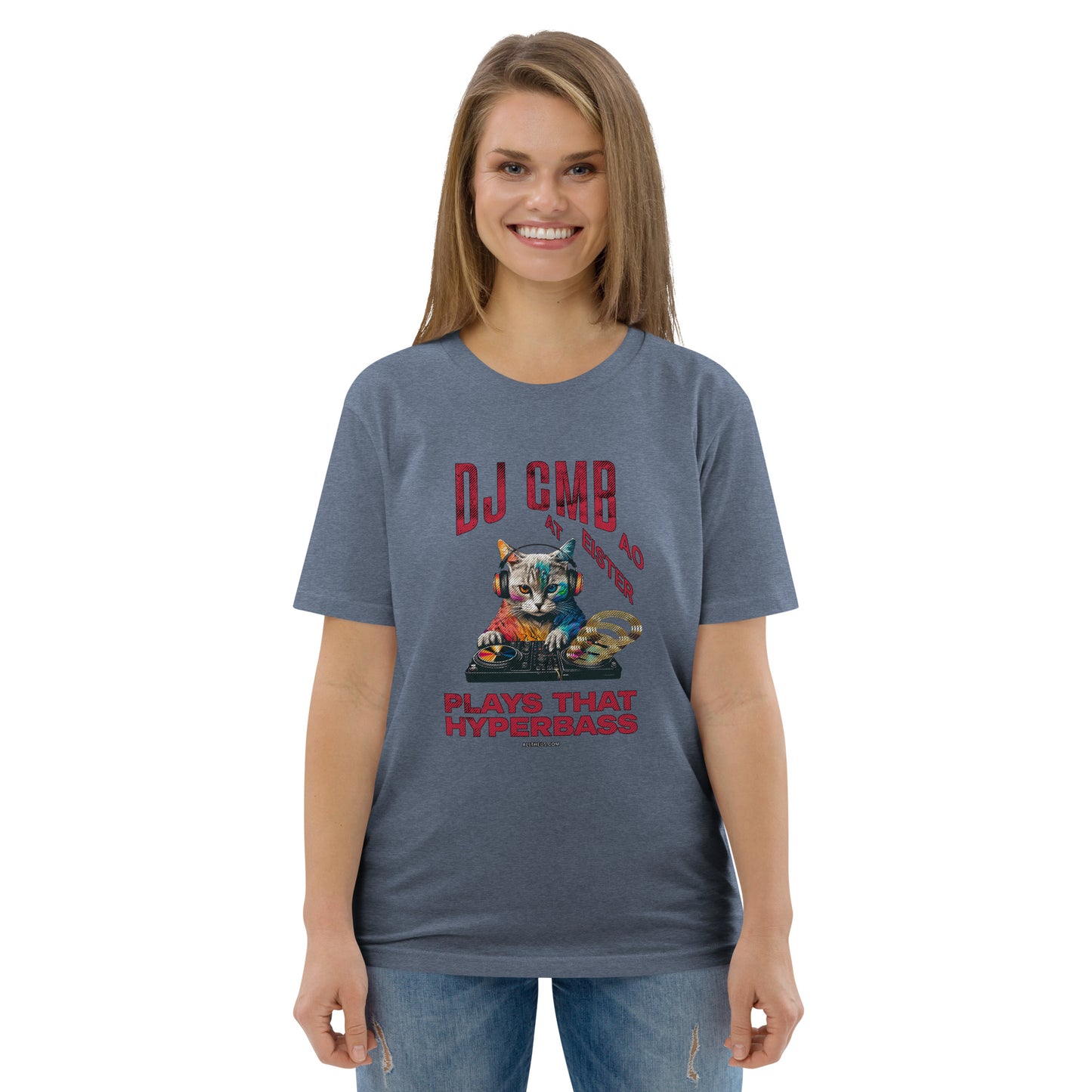Unisex organic cotton t-shirt - DJ Cat Miester BAO Plays That Hyperbass