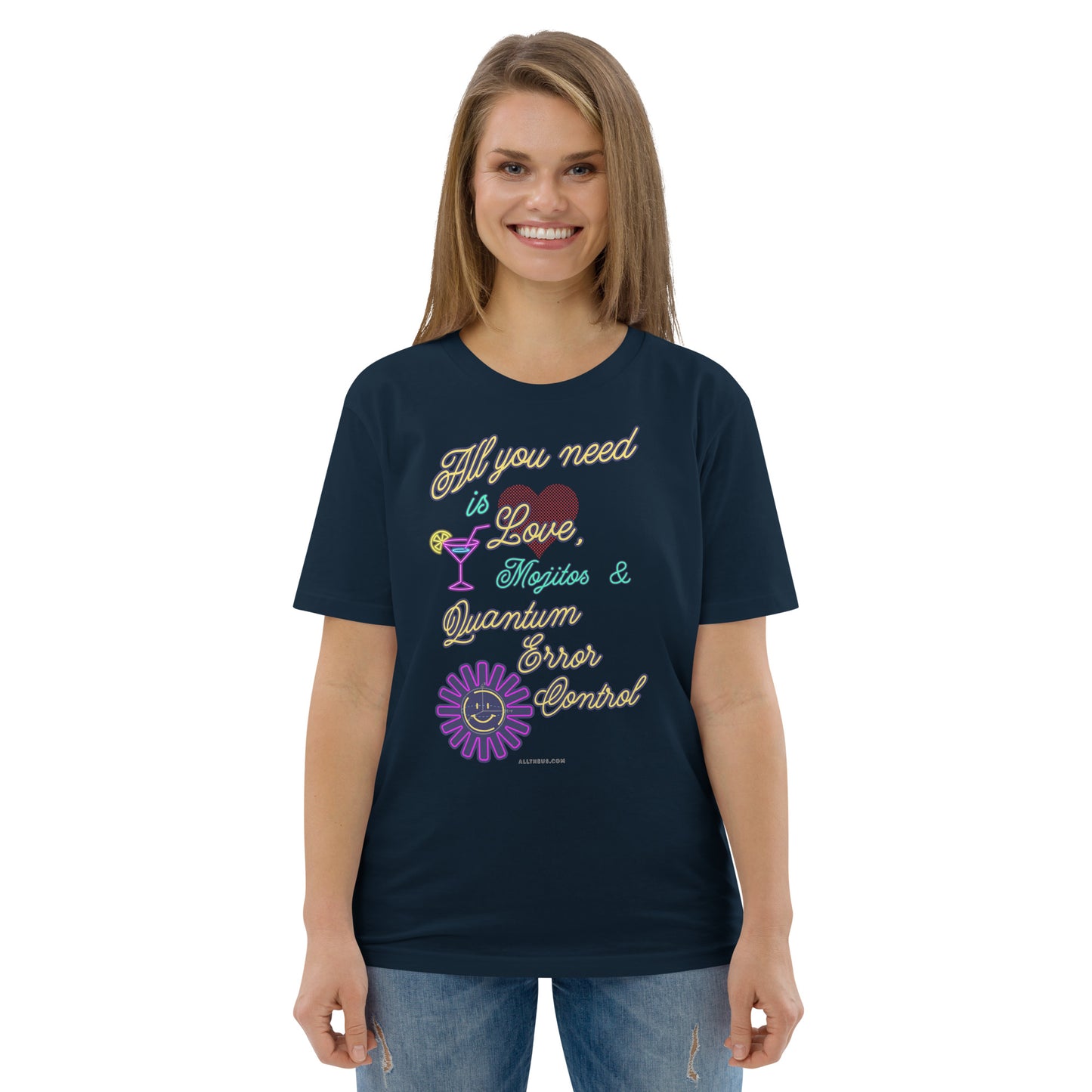 Unisex organic cotton t-shirt All U Need Is Love, Mojitos & QEC