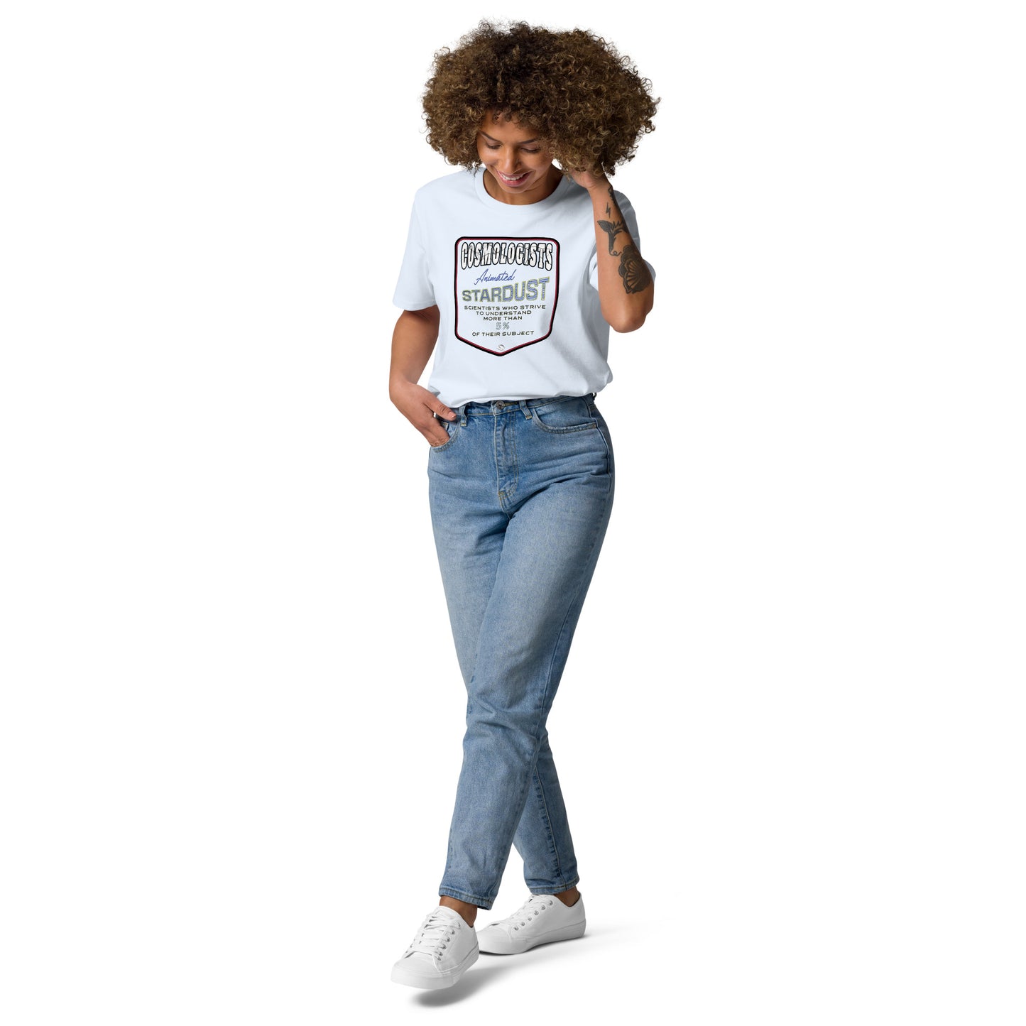 Unisex organic cotton t-shirt, Cosmologists, Animated Stardust Scientists Striving to Understand More Than 5% of their Subject