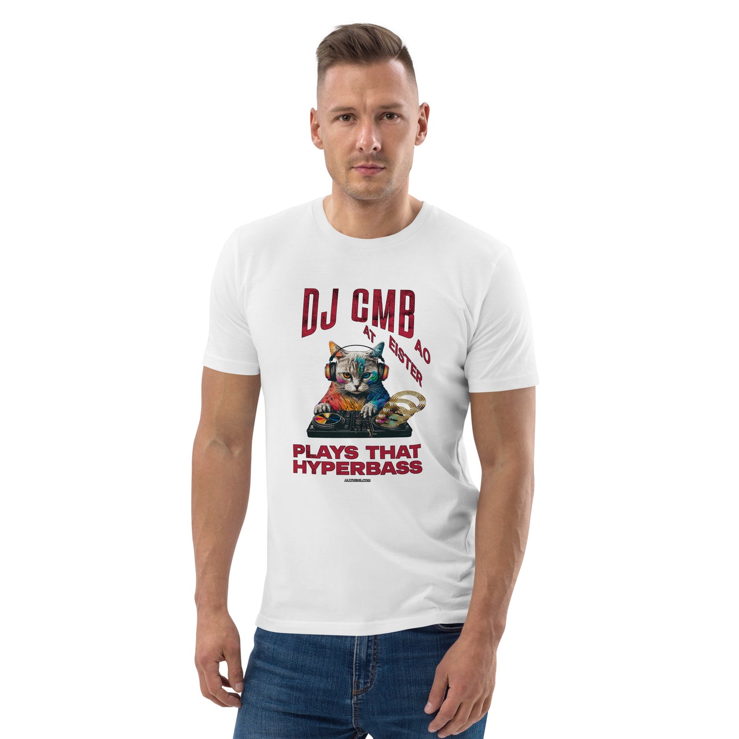 Unisex organic cotton t-shirt - DJ Cat Miester BAO Plays That Hyperbass