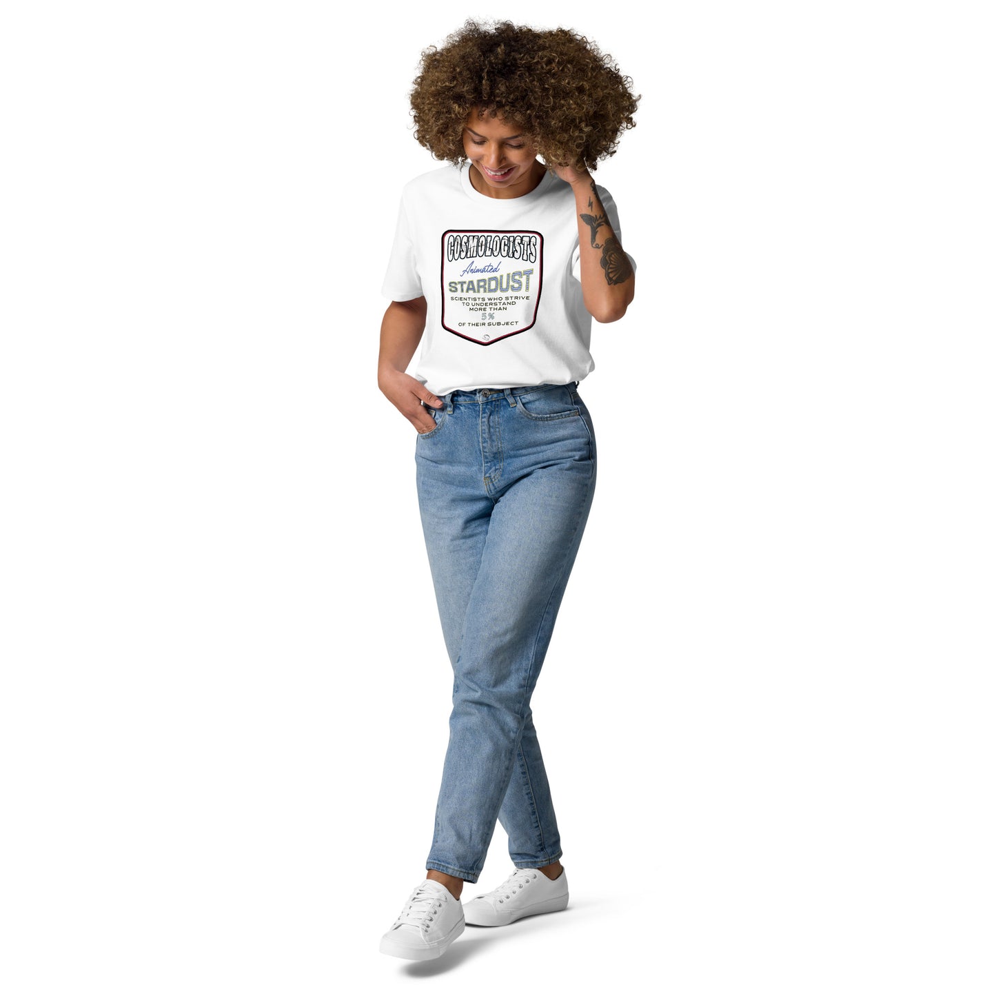 Unisex organic cotton t-shirt, Cosmologists, Animated Stardust Scientists Striving to Understand More Than 5% of their Subject