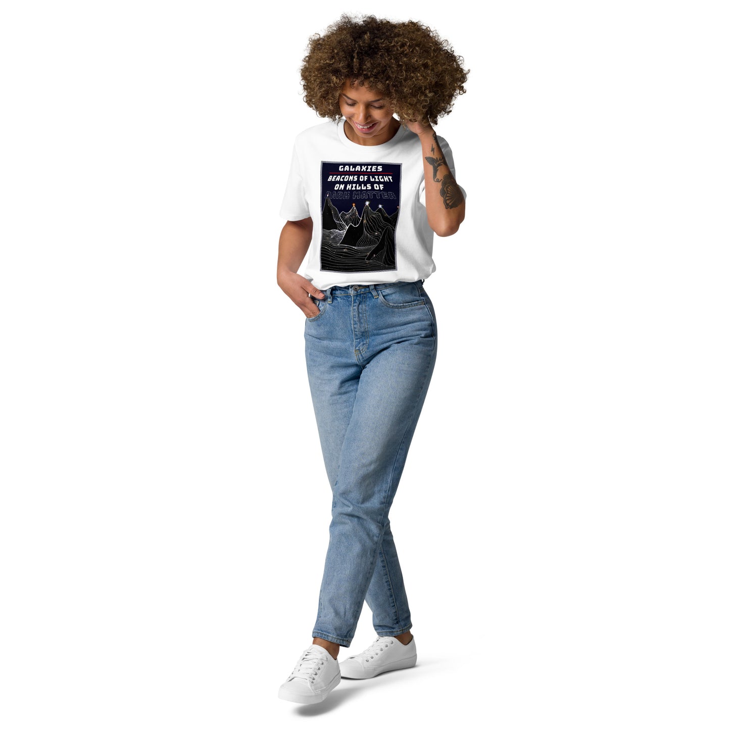 Unisex organic cotton t-shirt - Galaxies, Beacons Of Light On Dark Matter Hills