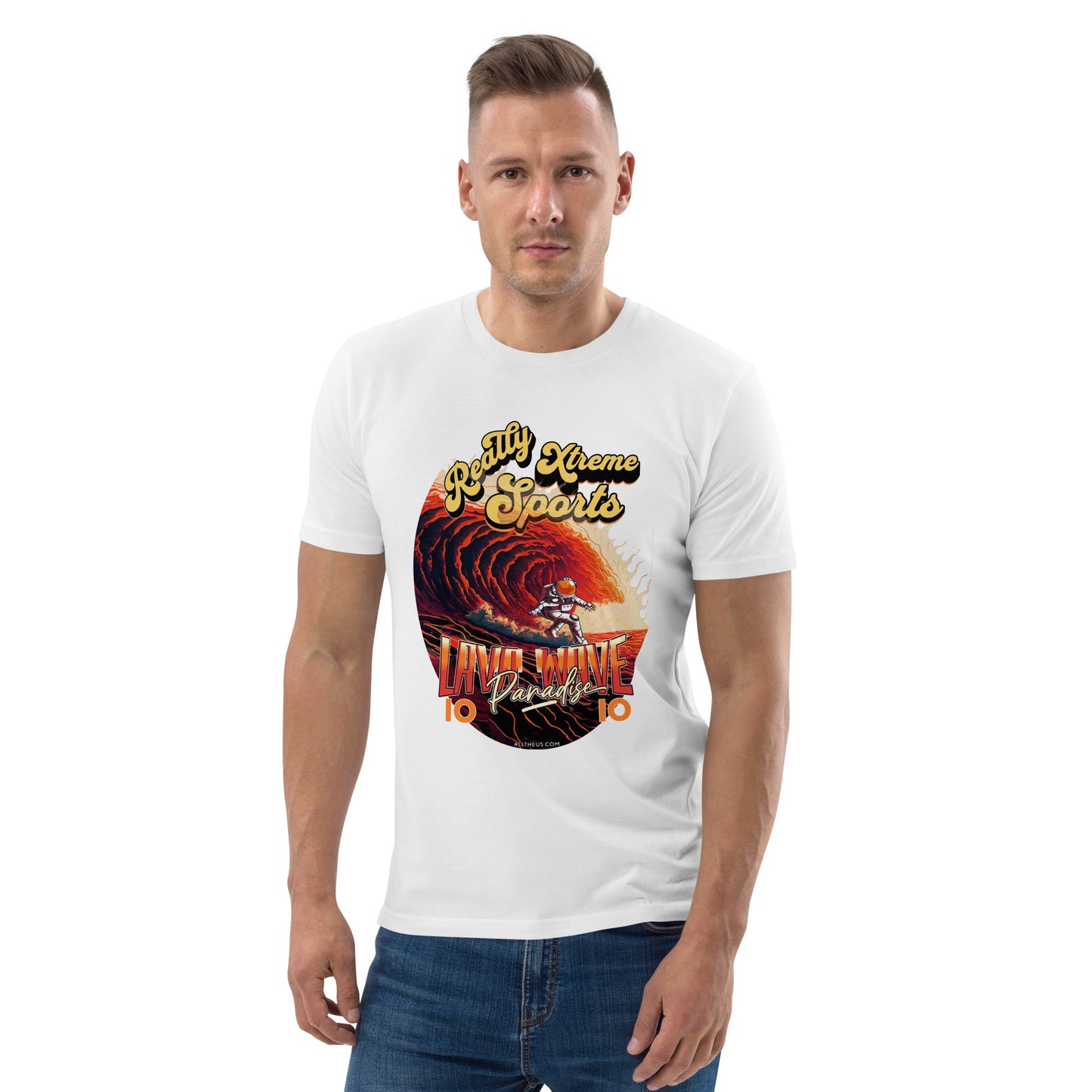 Unisex organic cotton t-shirt - REALLY Extreme Sports, Surfing On Io