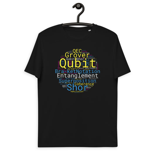 Unisex organic cotton t-shirt - Quantum Computing Wordcloud