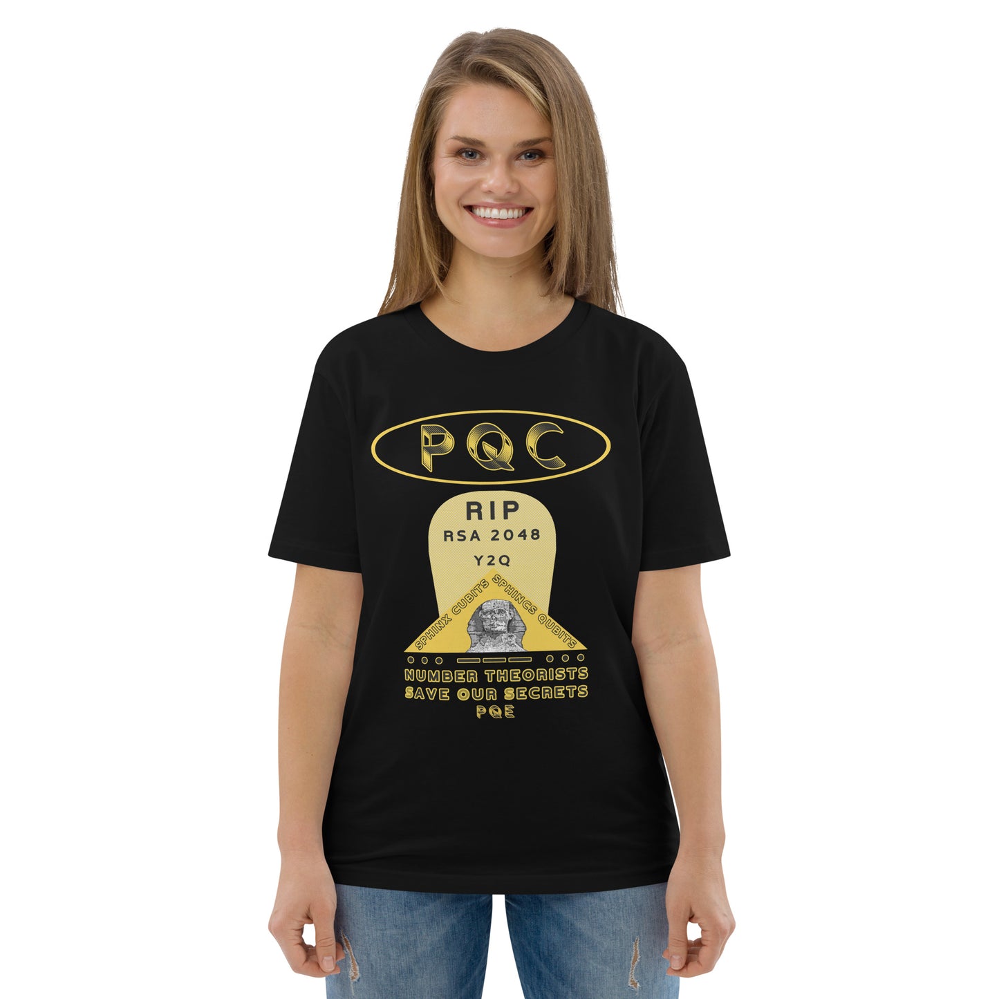 Unisex organic cotton t-shirt - No More Secrets In a Post Quantum Computing Era? Shor-ly not!