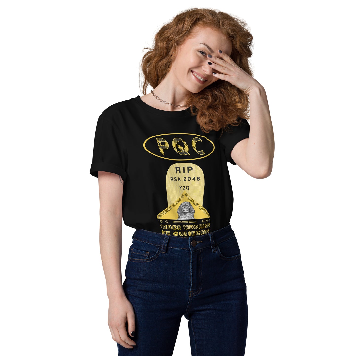 Unisex organic cotton t-shirt - No More Secrets In a Post Quantum Computing Era? Shor-ly not!