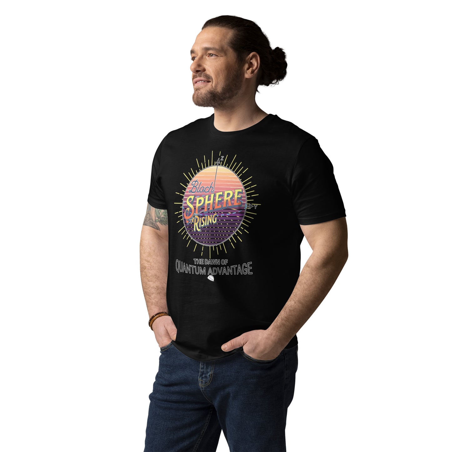 Unisex organic cotton t-shirt - Dawn of Quantum Advantage As The Bloch Sphere Rises