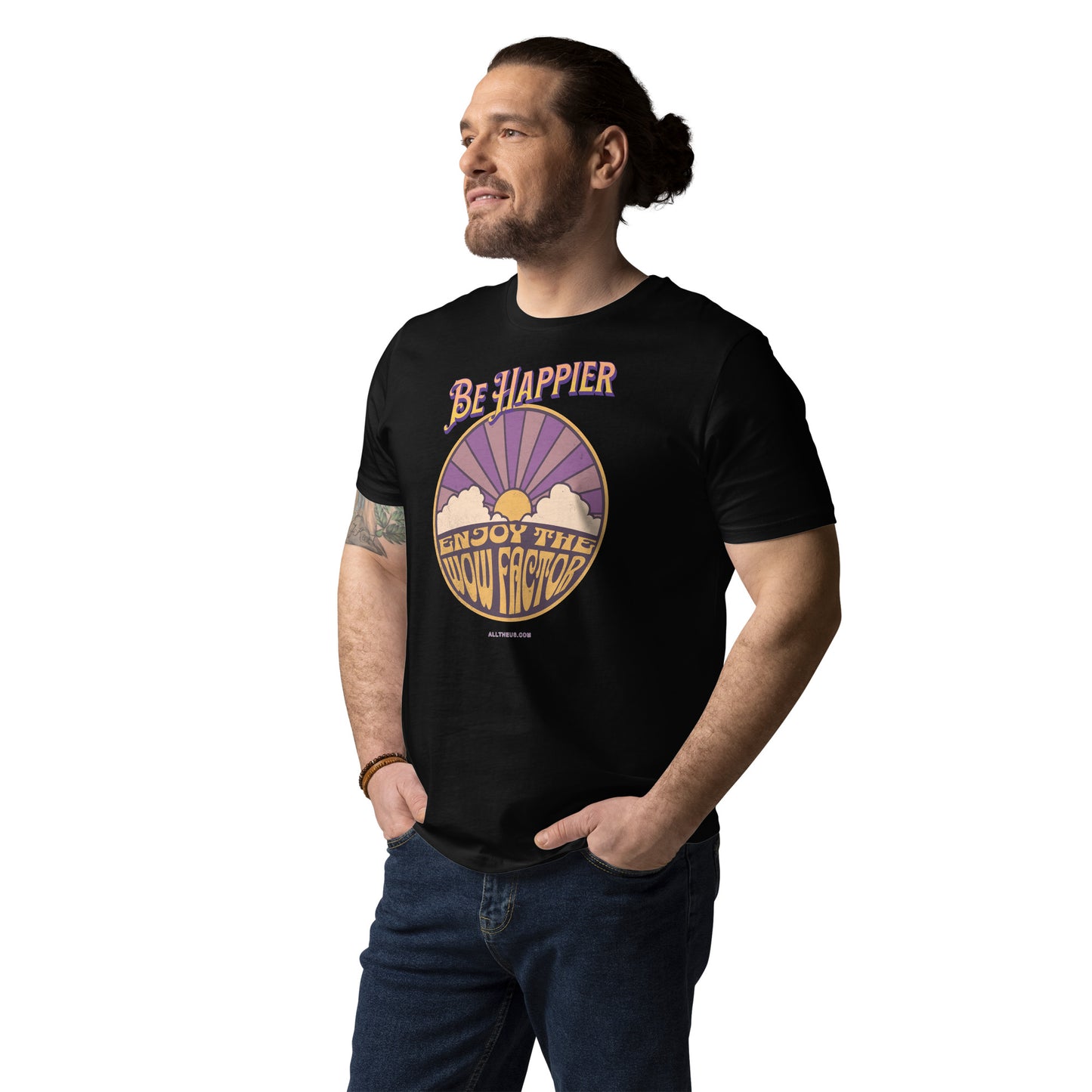Unisex organic cotton t-shirt - Be Happier, Enjoy The Solar Wow Factor!