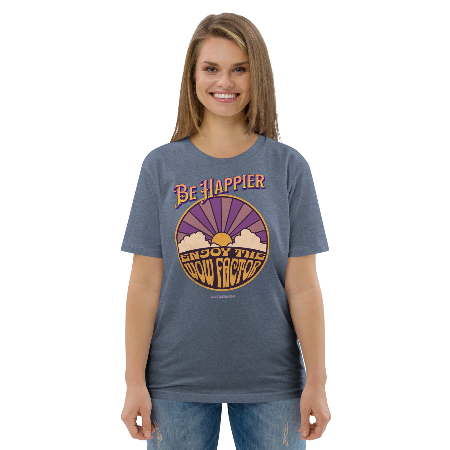 Unisex organic cotton t-shirt - Be Happier, Enjoy The Solar Wow Factor!
