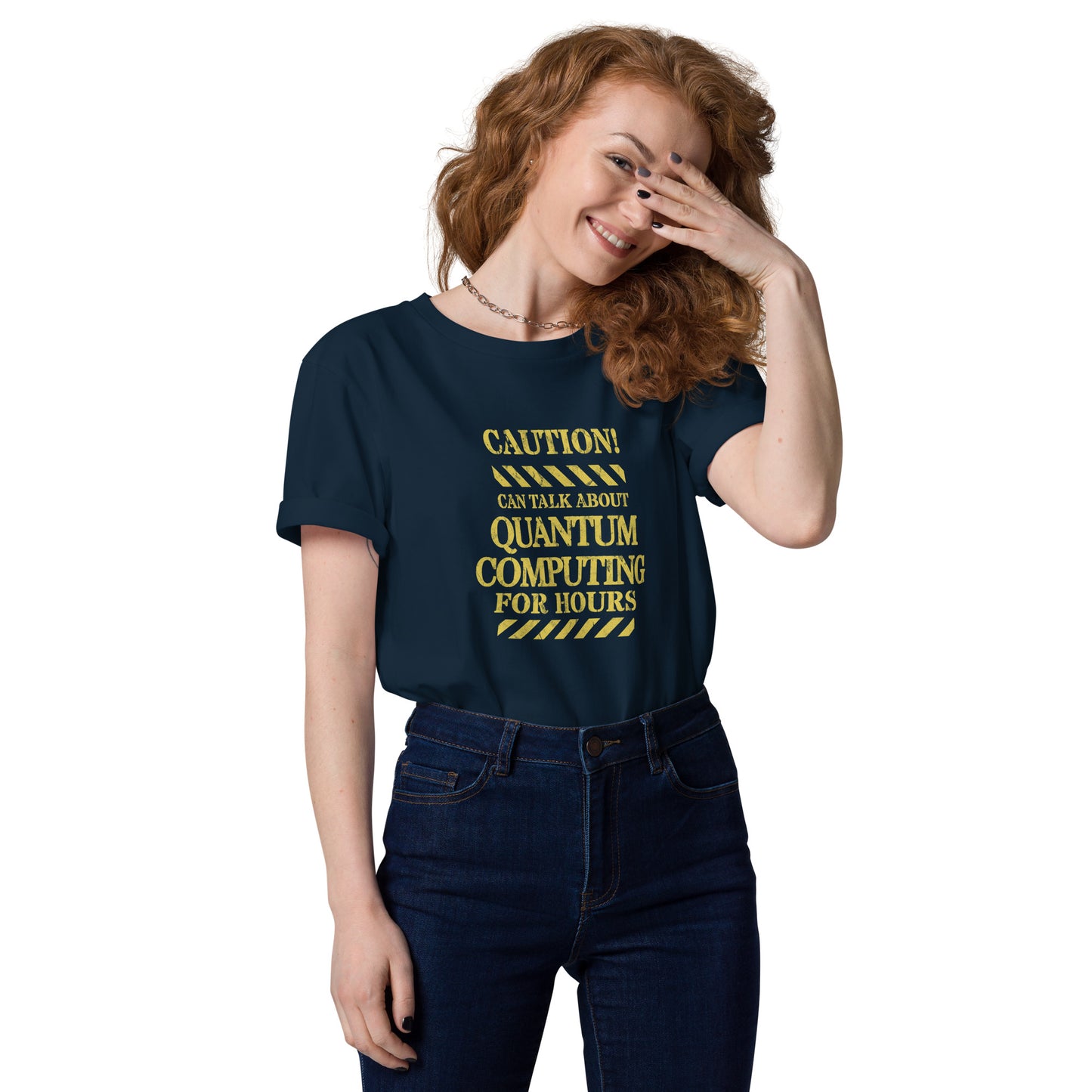 Unisex organic cotton t-shirt - Caution! Can Speak on Quantum Computing For Hours