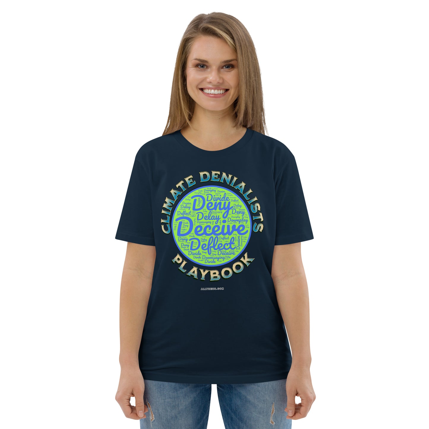 Unisex organic cotton t-shirt - Be Wild About the Climate Change Denialists Playbook
