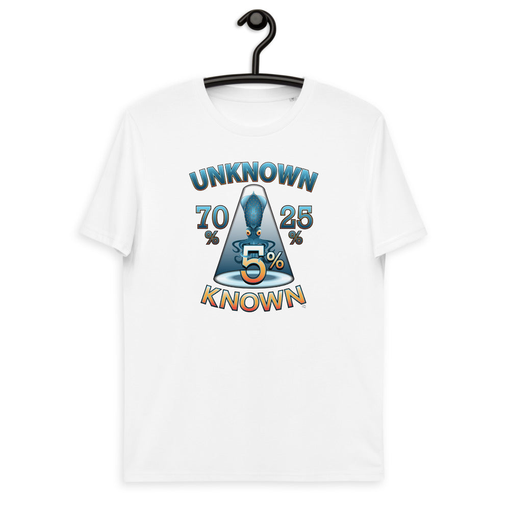 Unisex organic cotton t-shirt - The Exciting Mystery of the Unknown 95% (Why the SQUID?)