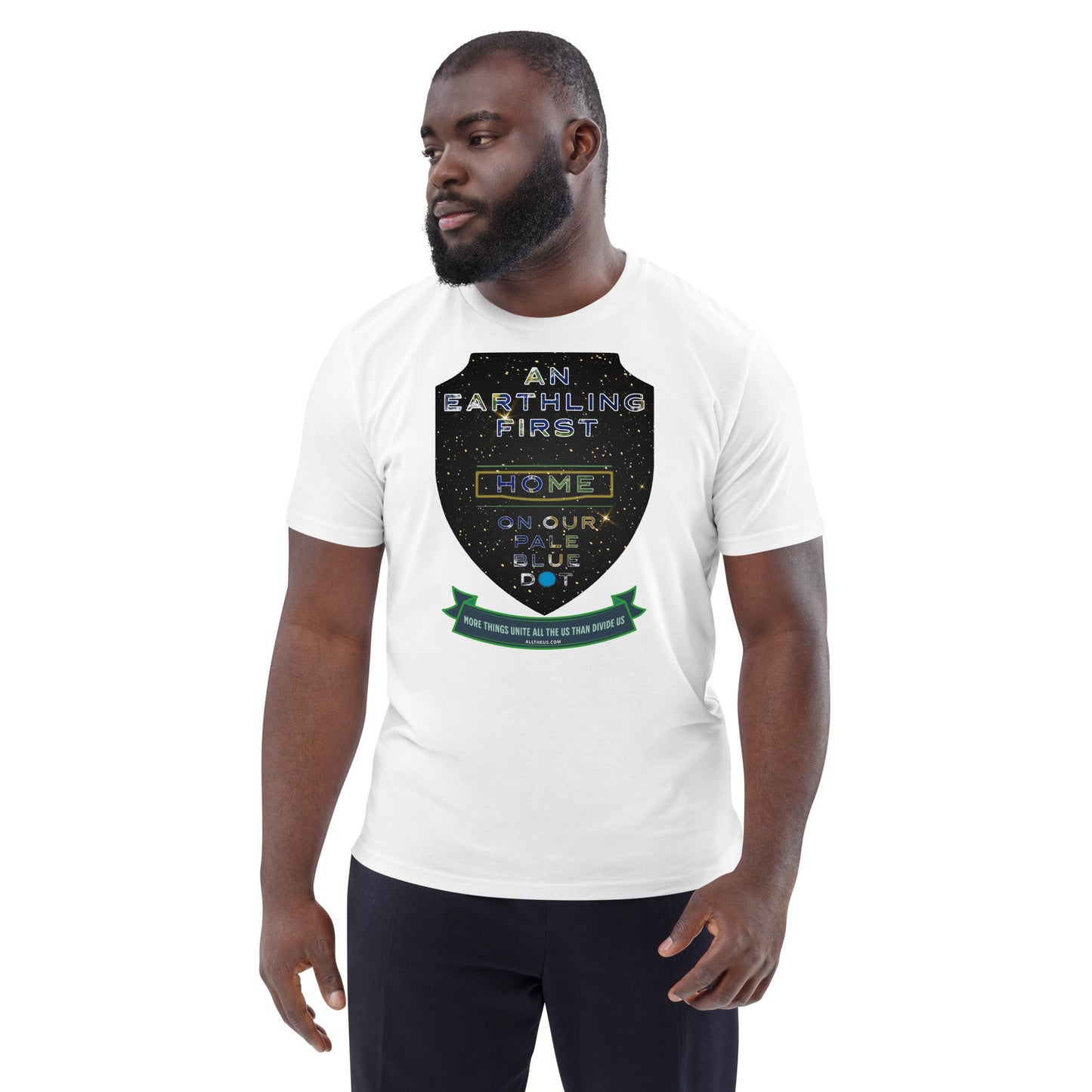 Unisex organic cotton t-shirt - An Earthling First. United all the us are Yoda says