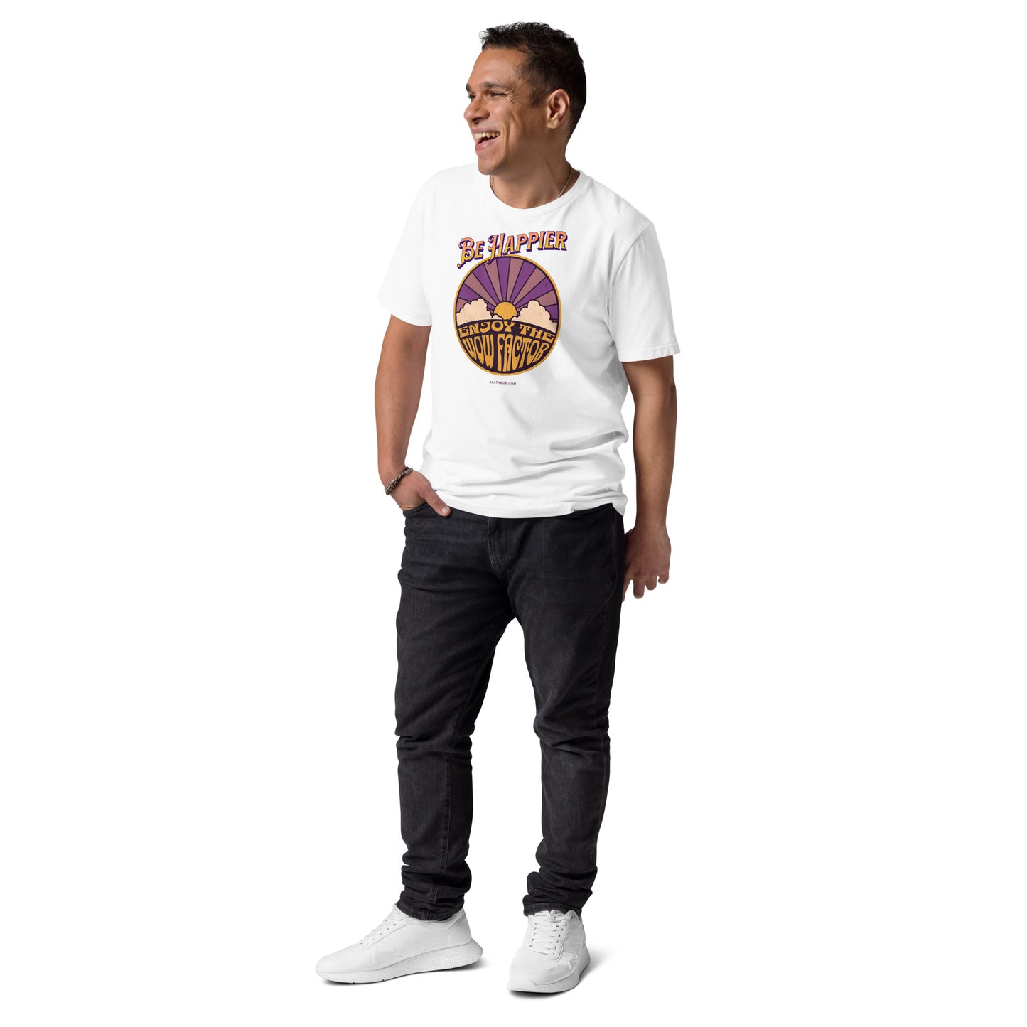 Unisex organic cotton t-shirt - Be Happier, Enjoy The Solar Wow Factor!