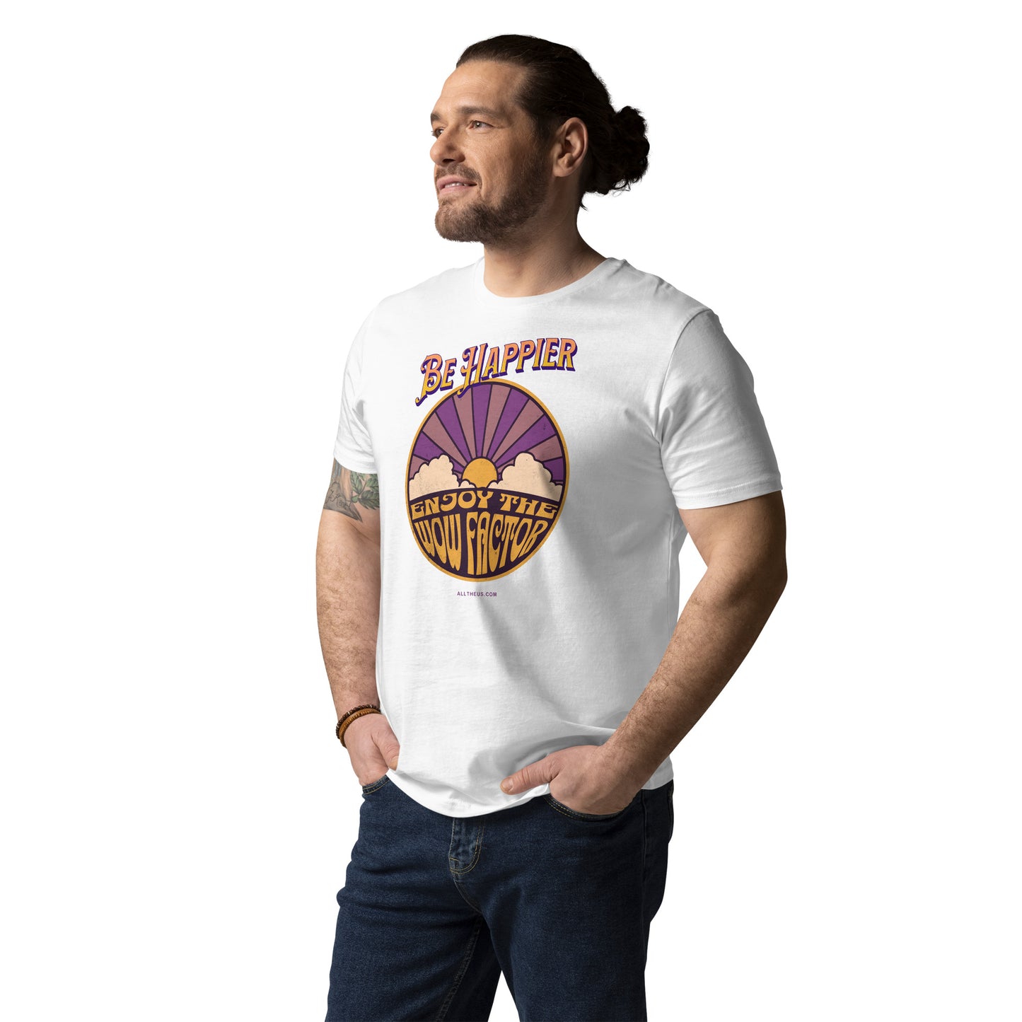 Unisex organic cotton t-shirt - Be Happier, Enjoy The Solar Wow Factor!