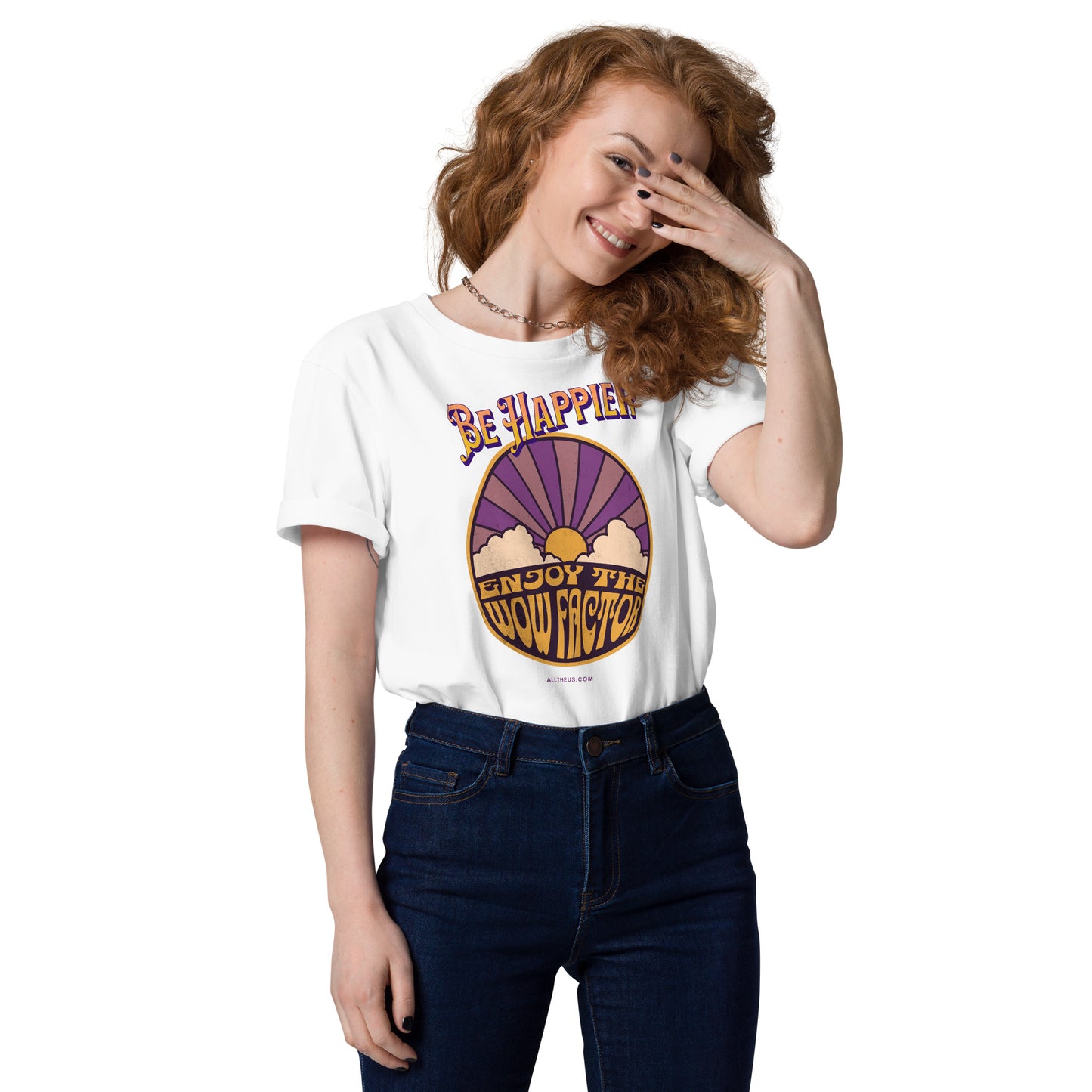 Unisex organic cotton t-shirt - Be Happier, Enjoy The Solar Wow Factor!