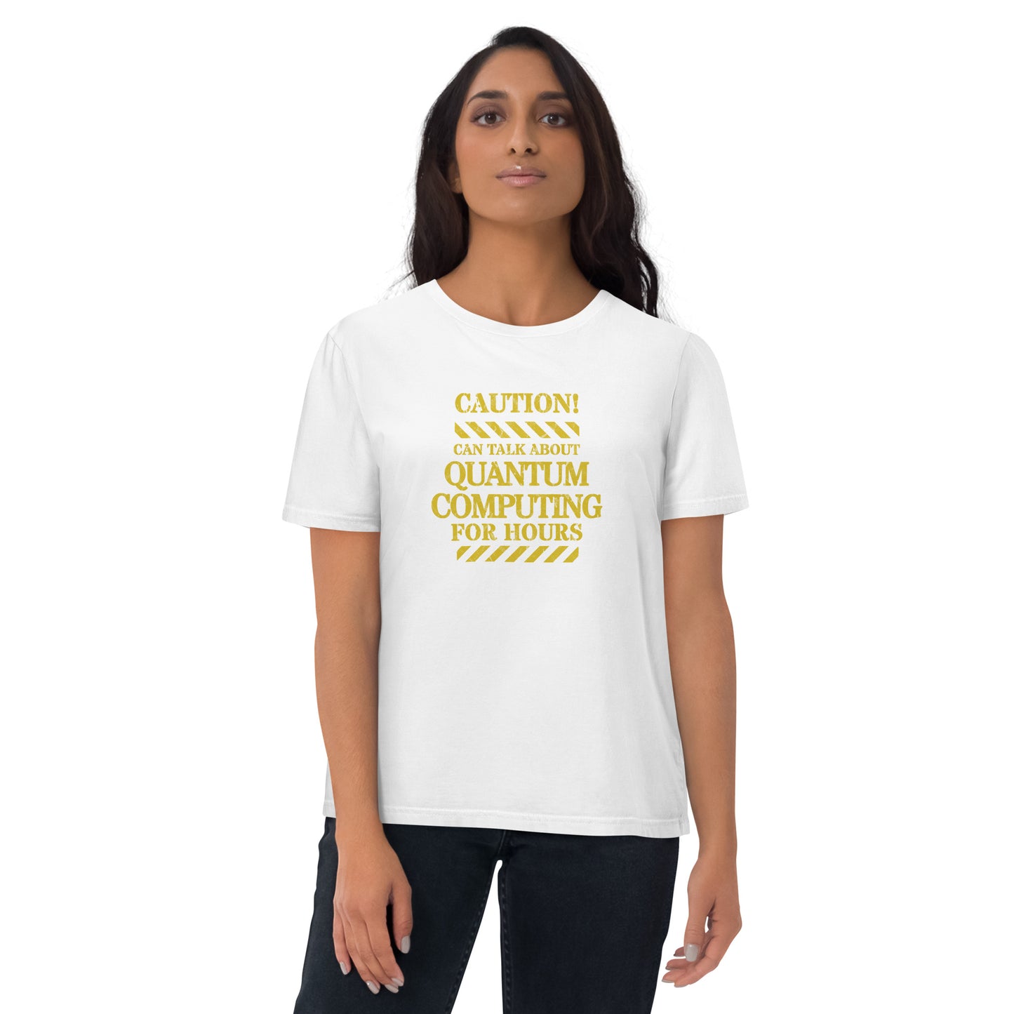 Unisex organic cotton t-shirt - Caution! Can Speak on Quantum Computing For Hours