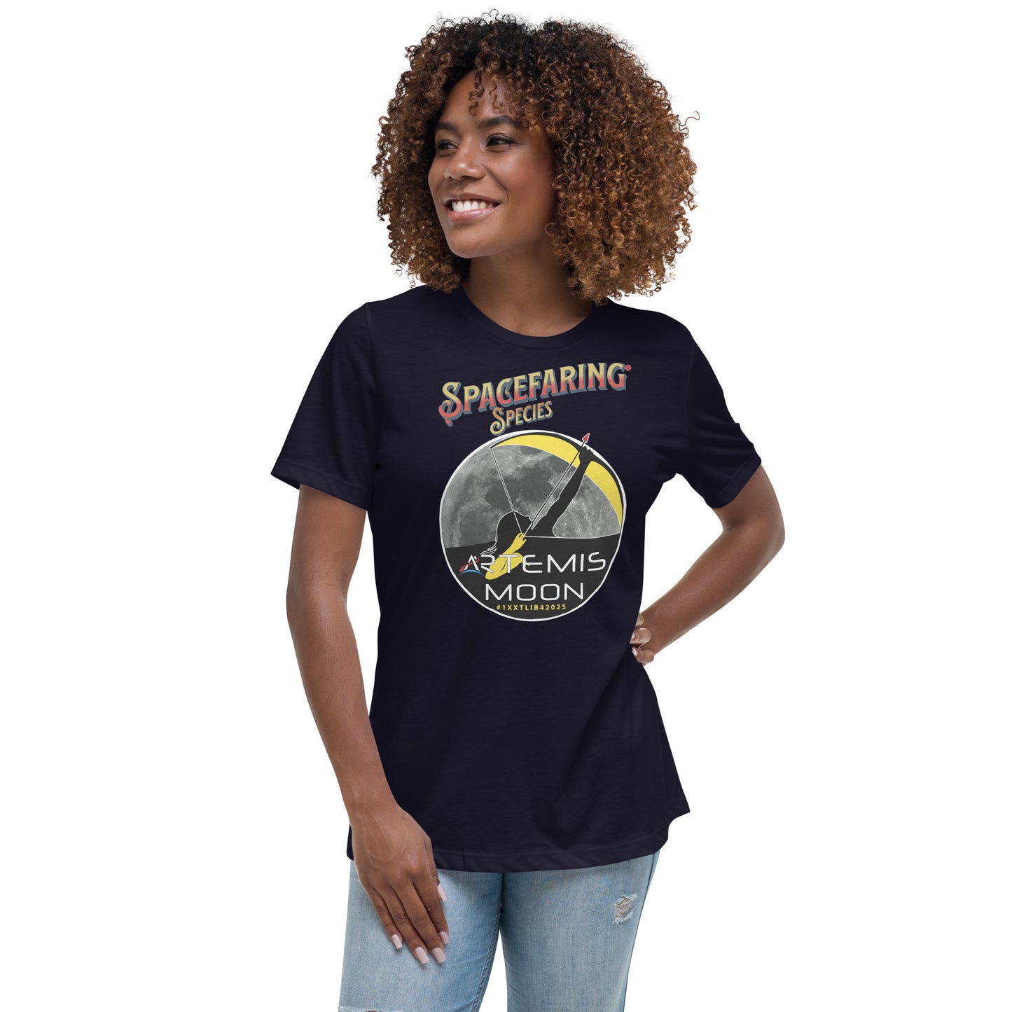 Women's Relaxed T-Shirt - A Spacefaring Species with #1XXTLIB42025