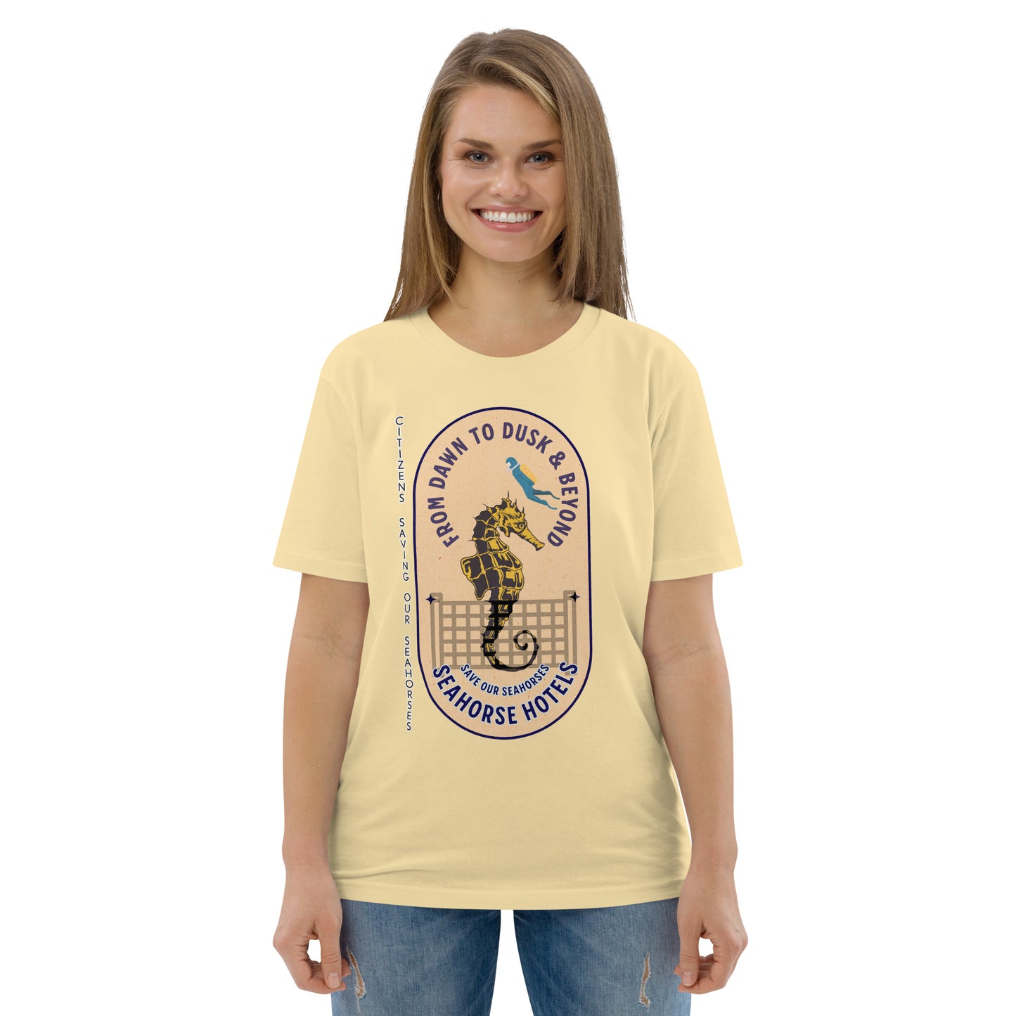 Unisex organic cotton t-shirt - SOS (Save Our Seahorses)