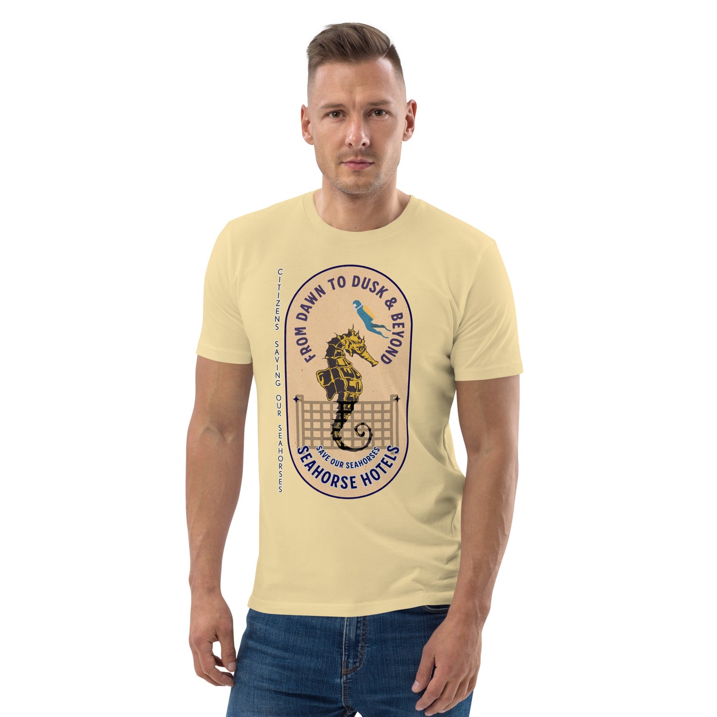 Unisex organic cotton t-shirt - SOS (Save Our Seahorses)