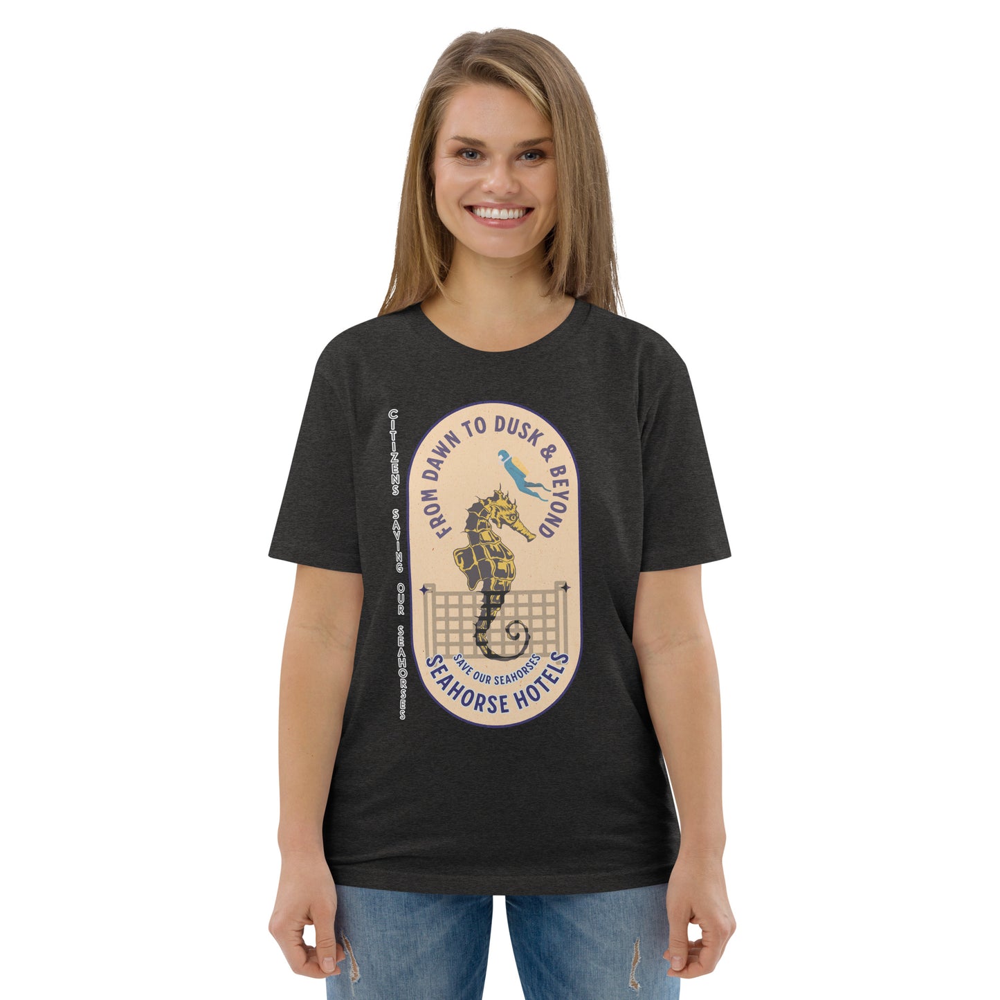 Unisex organic cotton t-shirt - SOS (Save Our Seahorses)