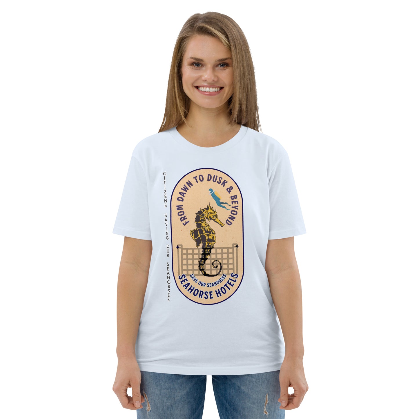 Unisex organic cotton t-shirt - SOS (Save Our Seahorses)