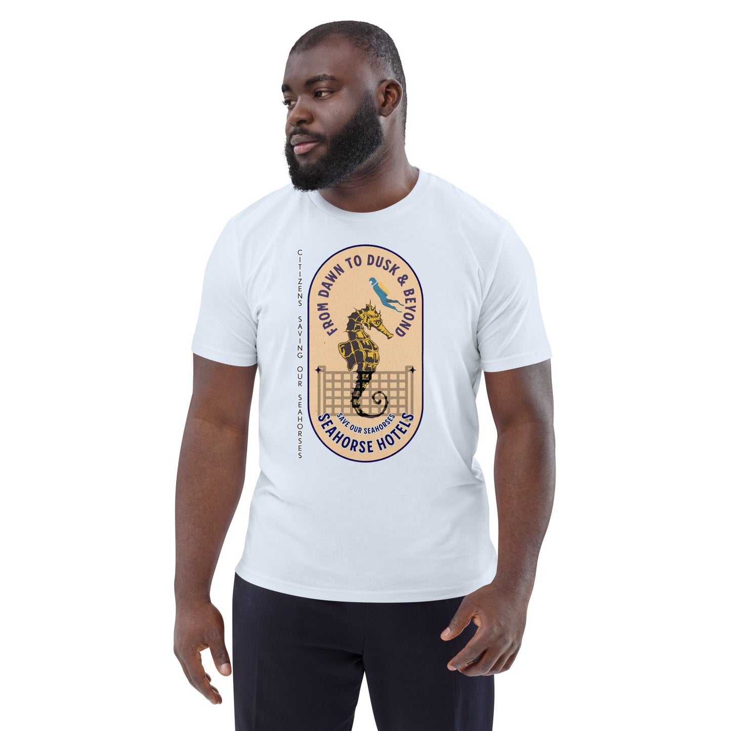 Unisex organic cotton t-shirt - SOS (Save Our Seahorses)