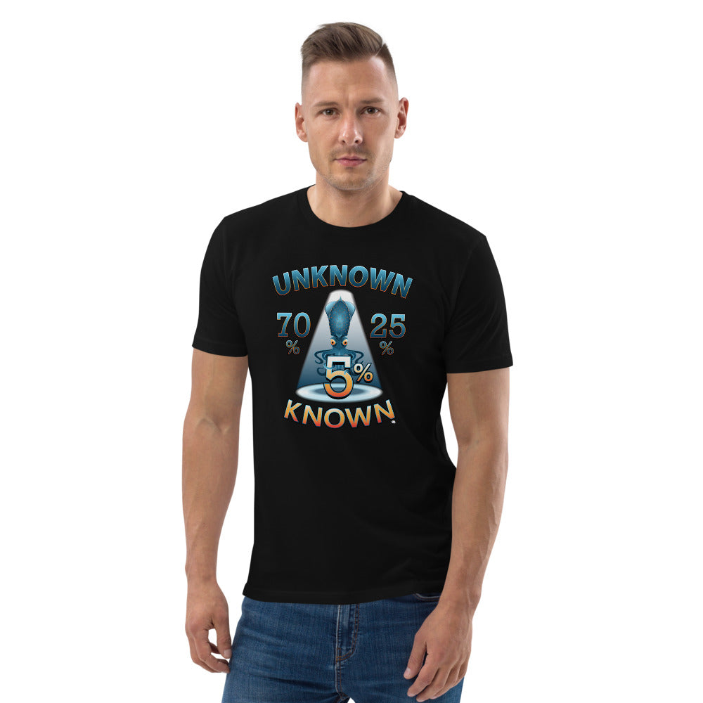 Unisex organic cotton t-shirt - The Exciting Mystery of the Unknown 95% (Why the SQUID?)