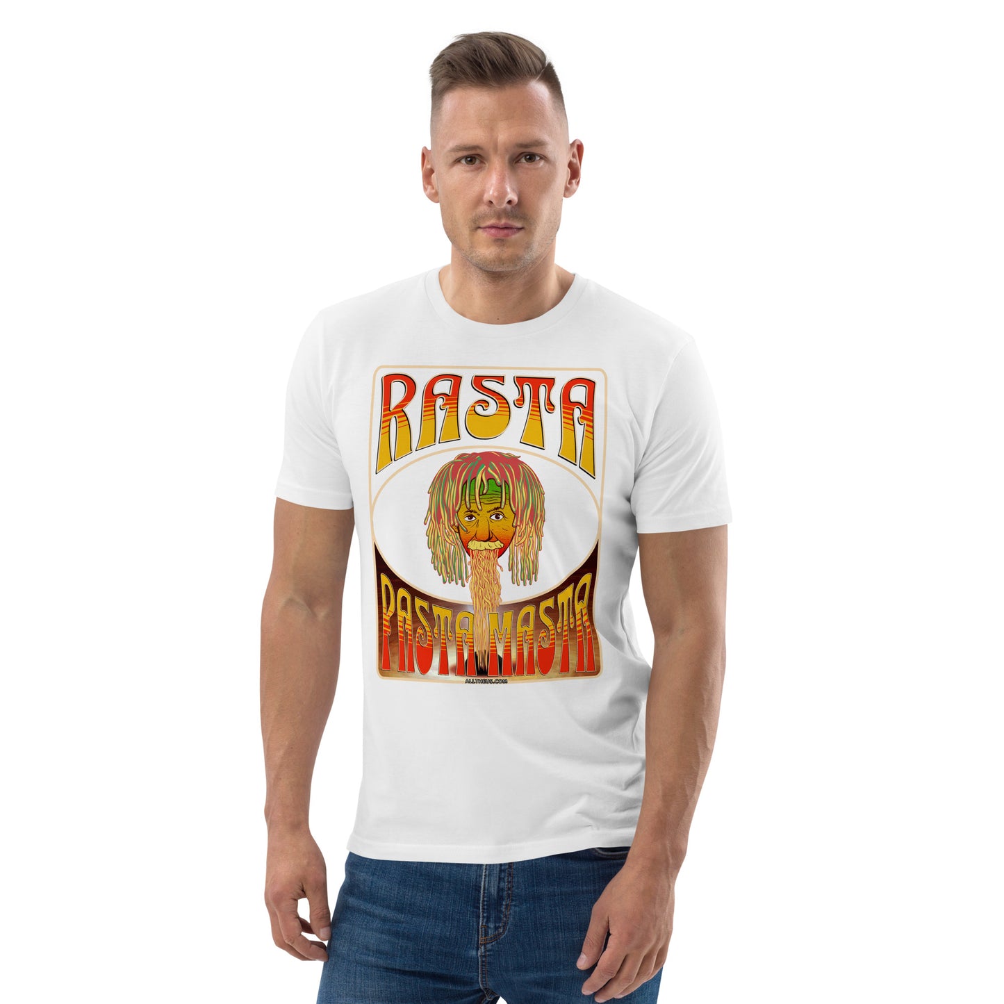 Unisex organic cotton t-shirt - Spaghetti(fication) Served by The Rasta Pasta Masta