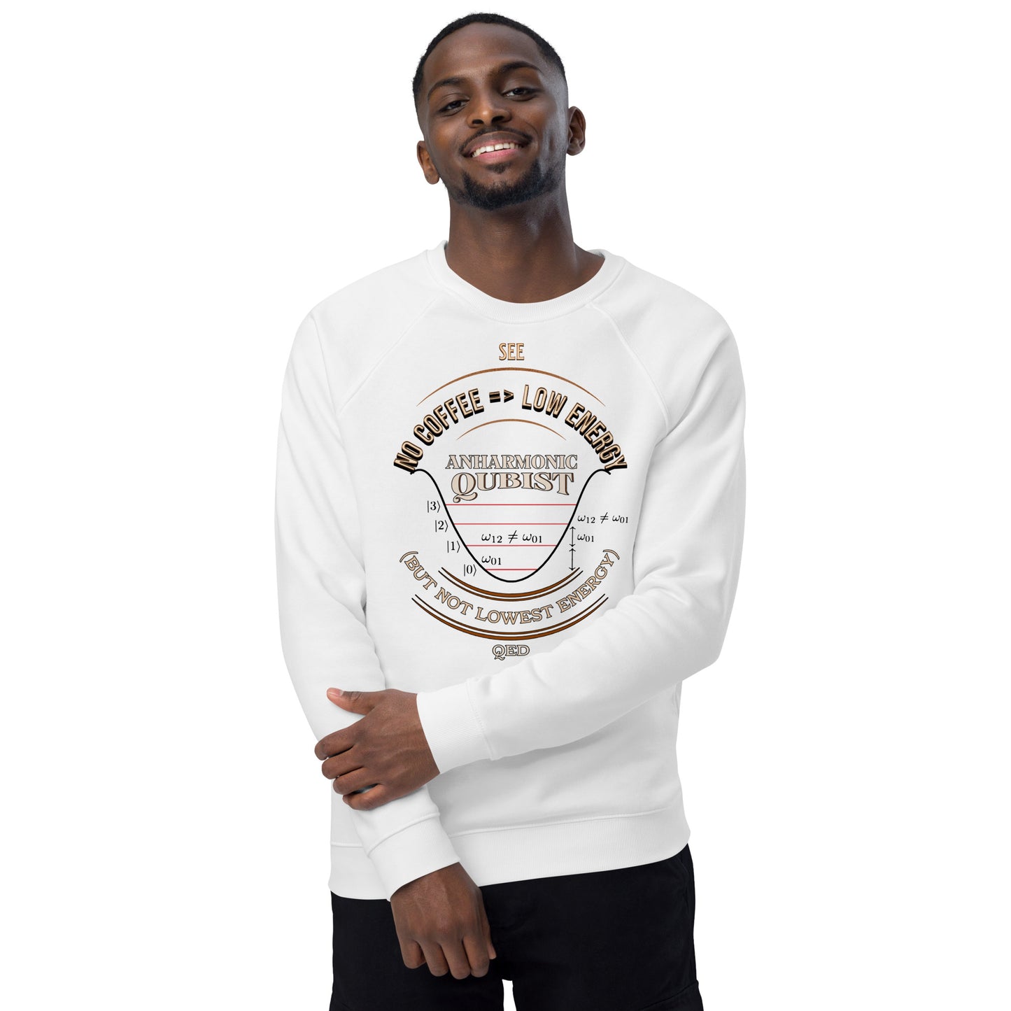 Unisex organic raglan sweatshirt - Anharmonic Oscillations Of A Lightly Caffeinated Qubist