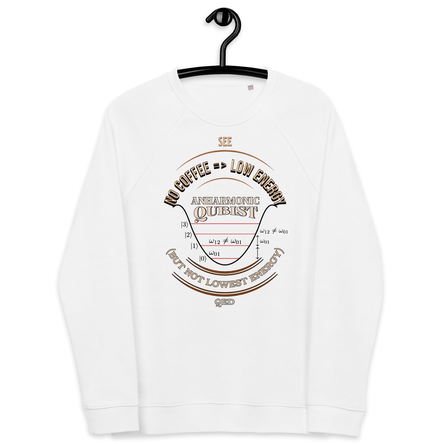 Unisex organic raglan sweatshirt - Anharmonic Oscillations Of A Lightly Caffeinated Qubist